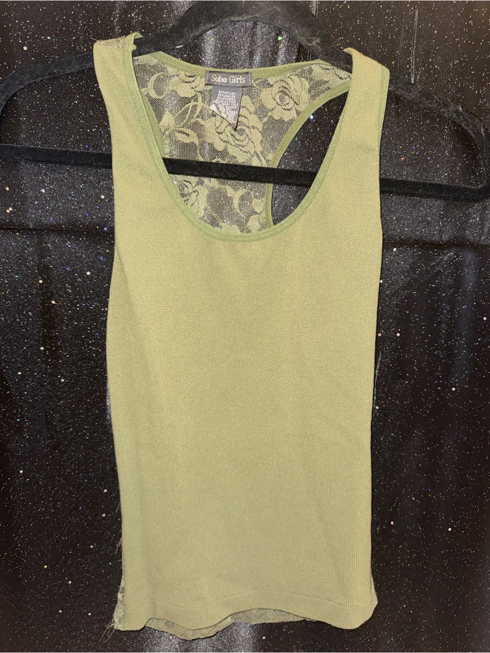 Soho Girls Olive Lace-Back Racerback Tank